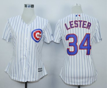 Personalized Women Cubs 34 Jon Lester White Women Cool Base Jersey