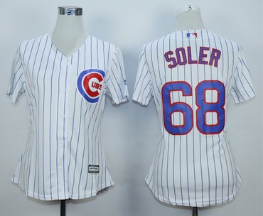 Personalized Women Cubs 68 Jorge Soler White Women Cool Base Jersey