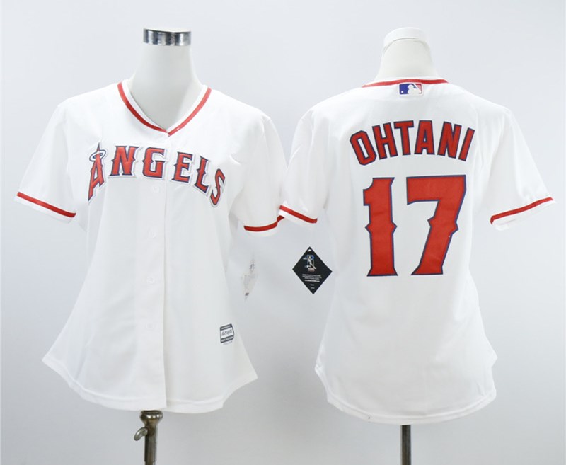 Personalized Women Angels 17 Shohei Ohtani White Women Cool Base Jersey