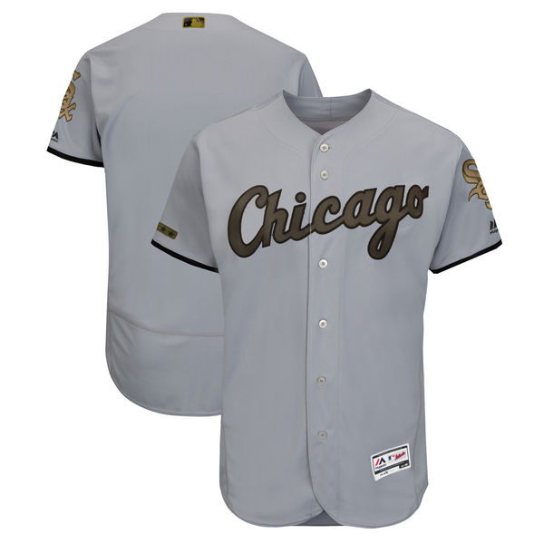 Personalized White Sox Blank Gray 2018 Memorial Day Flexbase Jersey