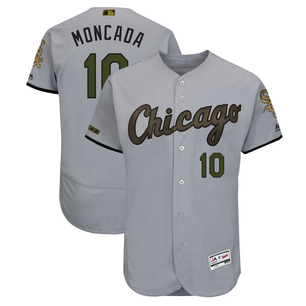 Personalized White Sox 10 Yoan Moncada Gray 2018 Memorial Day Flexbase Jersey