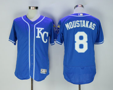Personalized Royals 8 Mike Moustakas Royal Flexbase Jersey