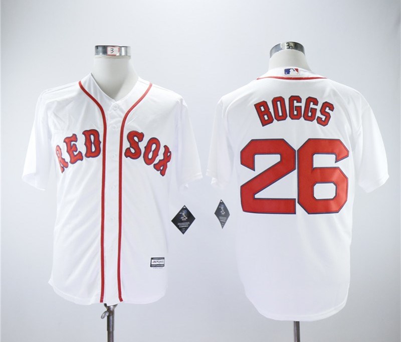 Personalized Red Sox 26 Wade Boggs White Cool Base Jersey