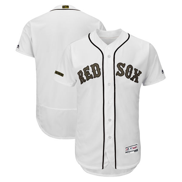 Personalized Red Sox Blank White 2018 Memorial Day Flexbase Jersey
