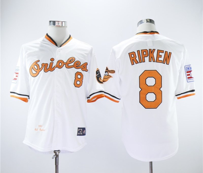 Personalized Orioles 8 Cal Ripken Jr White 1989 Throwback Jersey