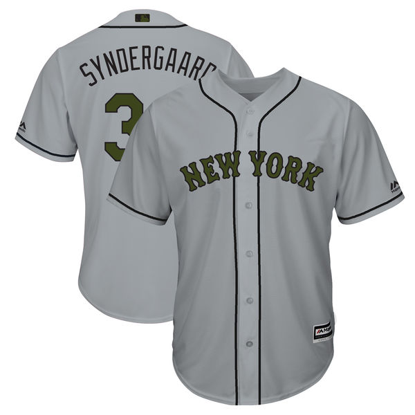 Personalized Mets 34 Noah Syndergaard Gray 2018 Memorial Day Cool Base Jersey