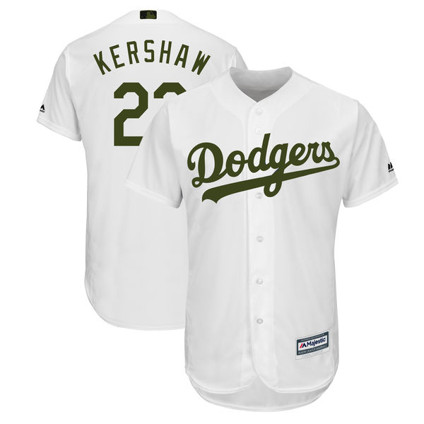 Personalized Dodgers 22 Clayton Kershaw White 2018 Memorial Day Cool Base Jersey