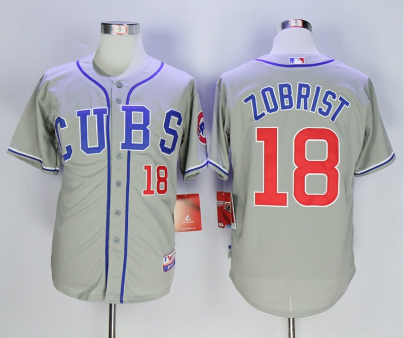 Personalized Cubs 18 Ben Zobrist Gray Cool Base Jersey