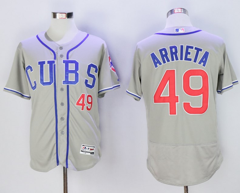 Personalized Cubs 49 Jake Arrieta Gray Flexbase Jersey