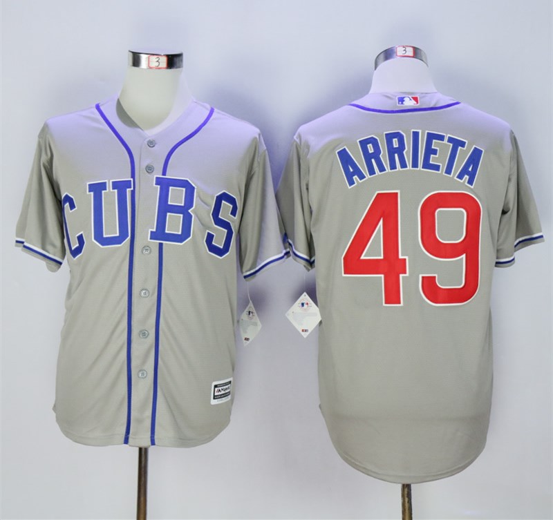 Personalized Cubs 49 Jake Arrieta Gray Cool Base Jersey