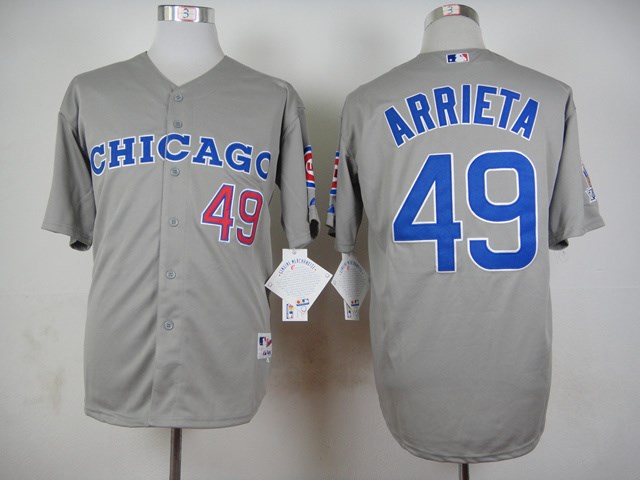 Personalized Cubs 49 Jake Arrieta Gray Throwback Jersey