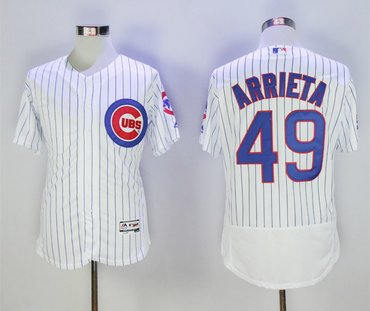 Personalized Cubs 49 Jake Arrieta White Flexbase Jersey