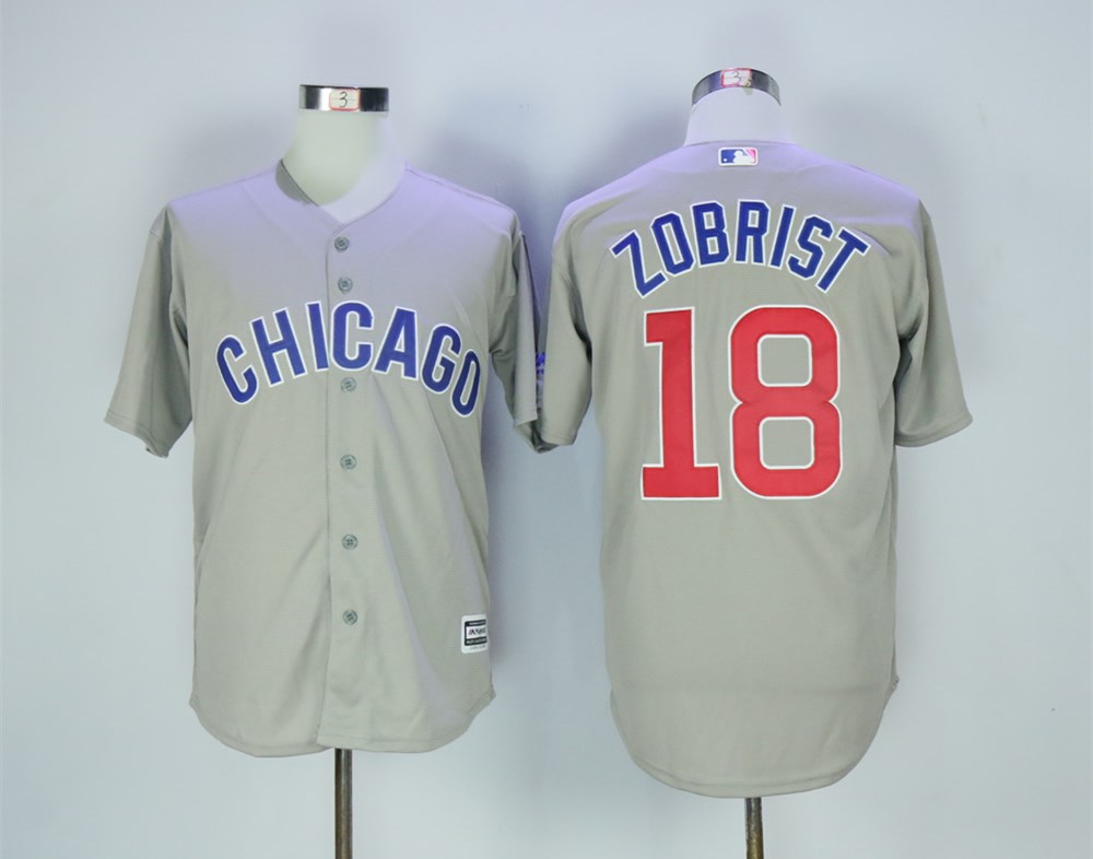 Personalized Cubs 18 Ben Zobrist Gray Road Cool Base Jersey