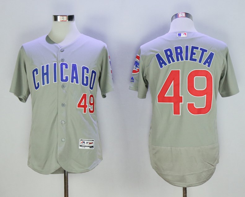 Personalized Cubs 49 Jake Arrieta Gray Road Flexbase Jersey