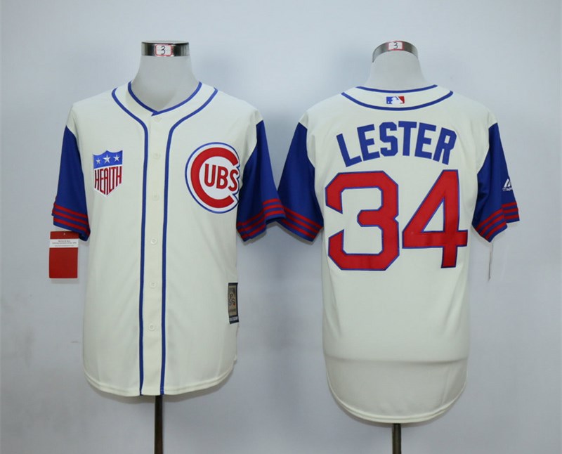 Personalized Cubs 34 Jon Lester Cream Cooperstown Collection Jersey