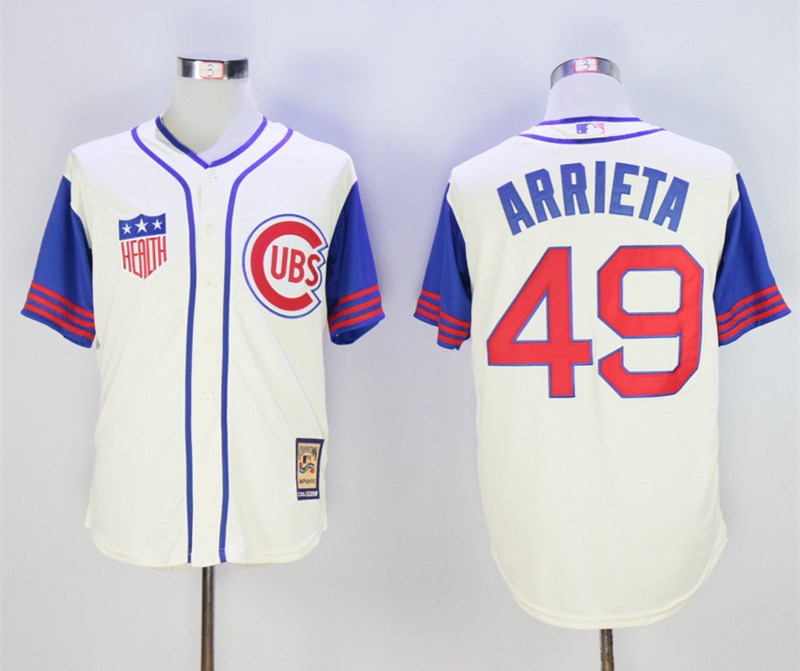 Personalized Cubs 49 Jake Arrieta Cream Cooperstown Collection Jersey
