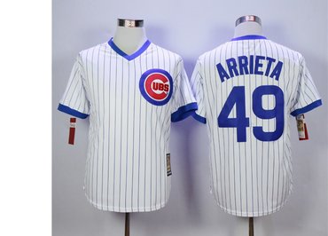 Personalized Cubs 49 Jake Arrieta White Cooperstown Collection Jersey