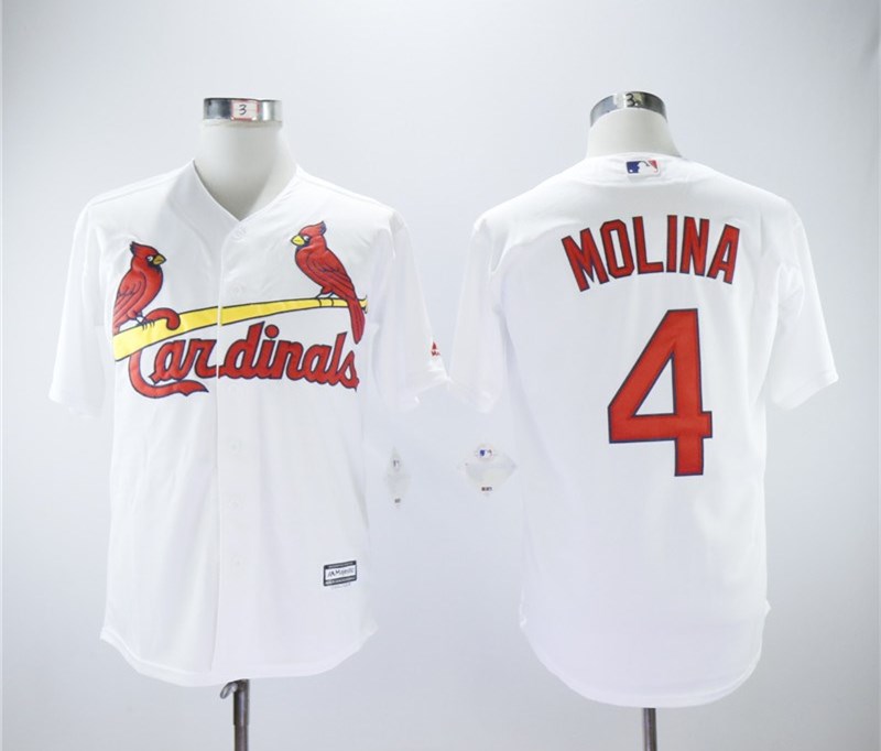Personalized Cardinals 4 Yadier Molina White Cool Base Jersey