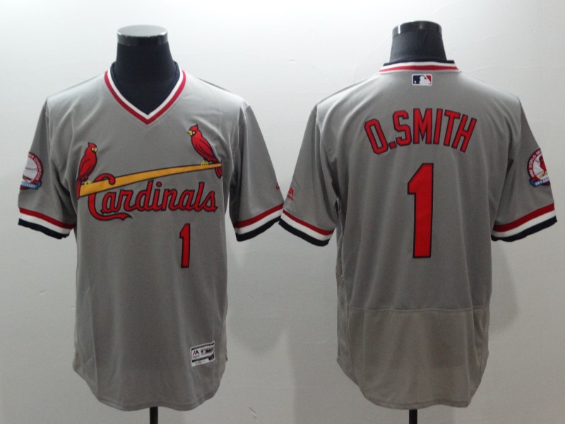 Personalized Cardinals 1 Ozzie Smith Grey Cooperstown Collection Flexbase Jersey