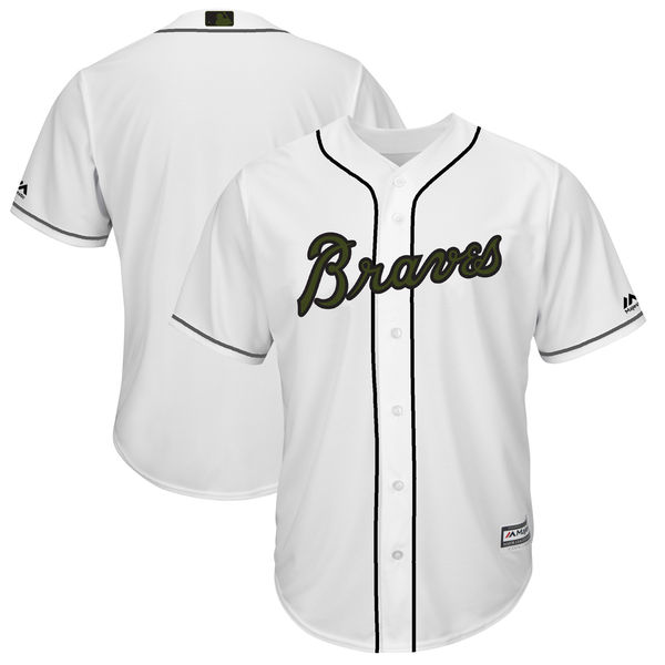 Personalized Braves Blank White 2018 Memorial Day Cool Base Jersey