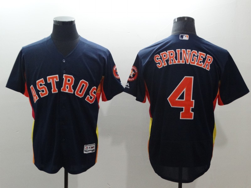 Personalized Astros 4 George Springer Navy Flexbase Jersey