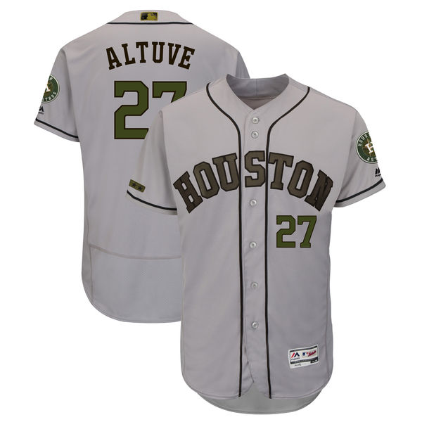 Personalized Astros 27 Jose Altuve Gray 2018 Memorial Day Flexbase Jersey