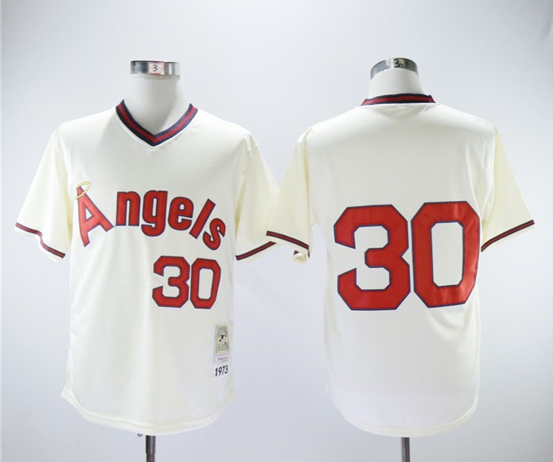 Personalized Angels 30 Nolan Ryan Cream 1973 Throwback Jersey