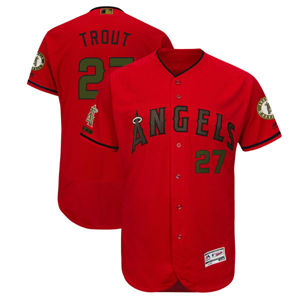 Personalized Angels 27 Mike Trout Red 2018 Memorial Day Flexbase Jersey