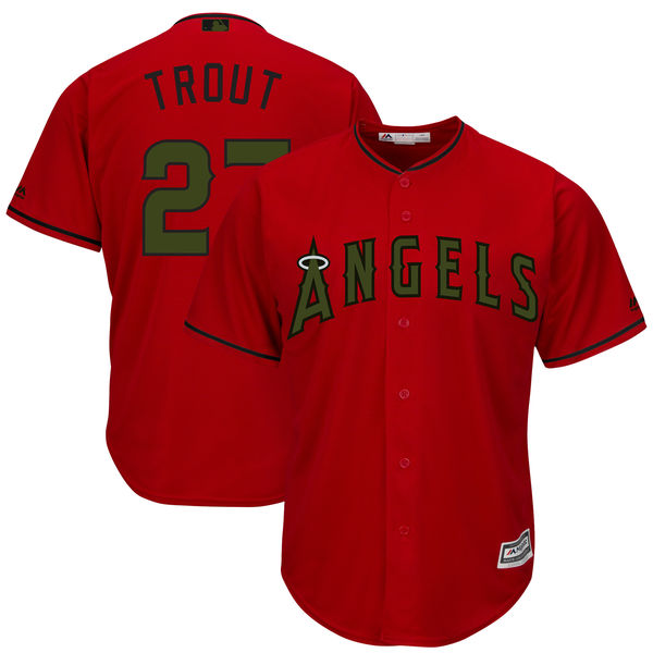 Personalized Angels 27 Mike Trout Red 2018 Memorial Day Cool Base Jersey