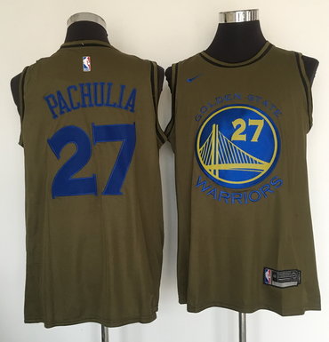 Personalized Warriors 27 Zaza Pachulia Olive Swingman Jersey