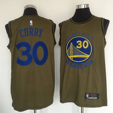 Personalized Warriors 30 Stephen Curry Olive Swingman Jersey
