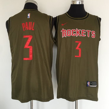 Personalized Rockets 3 Chris Paul Olive Swingman Jersey