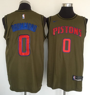 Personalized Pistons 0 Andre Drummond Olive Swingman Jersey