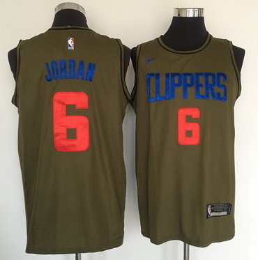 Personalized Clippers 6 Deandre Jordan Olive Swingman Jersey