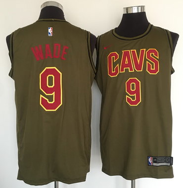 Personalized Cavaliers 9 Dwayne Wade Olive Swingman Jersey