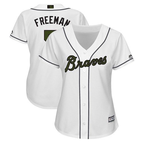 Personalized Women’s Braves #5 Freddie Freeman White 2018 Memorial Day Cool Base Women’s Stitched MLB Jersey