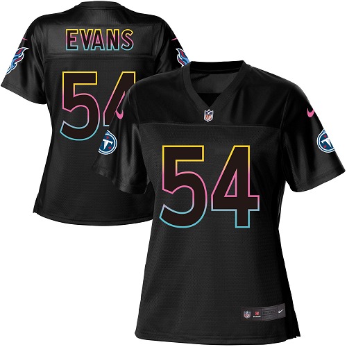 Personalized Titans #54 Rashaan Evans Black Women’s NFL Fashion Game Jersey