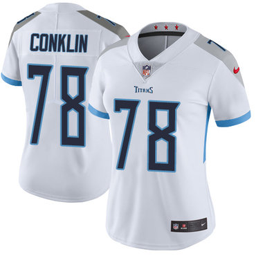Personalized Titans #78 Jack Conklin White Women’s Stitched NFL Untouchable Limited Jersey
