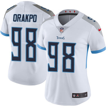 Personalized Titans #98 Brian Orakpo White Women’s Stitched NFL Untouchable Limited Jersey