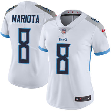 Personalized Titans #8 Marcus Mariota White Women’s Stitched NFL Untouchable Limited Jersey