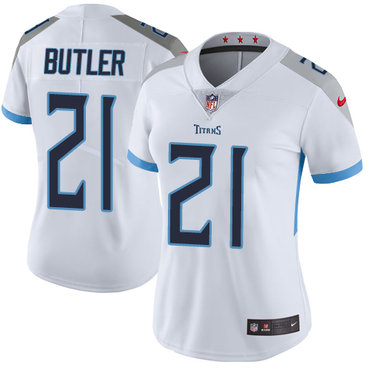 Personalized Titans #21 Malcolm Butler White Women’s Stitched NFL Untouchable Limited Jersey