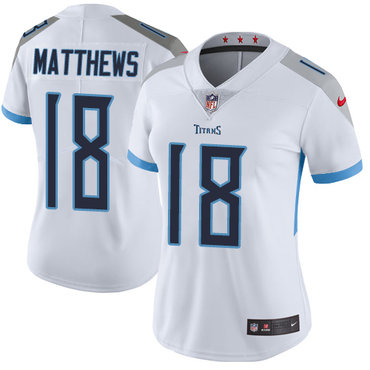 Personalized Titans #18 Rishard Matthews White Women’s Stitched NFL Untouchable Limited Jersey