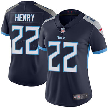 Personalized Titans #22 Derrick Henry Navy Blue Alternate Women’s Stitched NFL Untouchable Limited Jersey