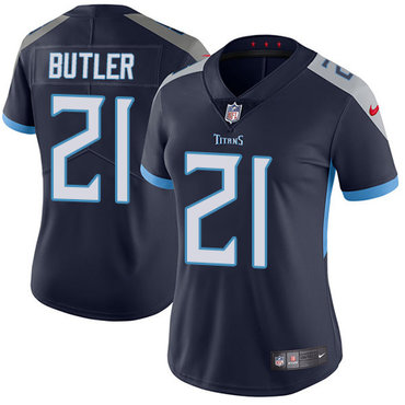 Personalized Titans #21 Malcolm Butler Navy Blue Alternate Women’s Stitched NFL Untouchable Limited Jersey