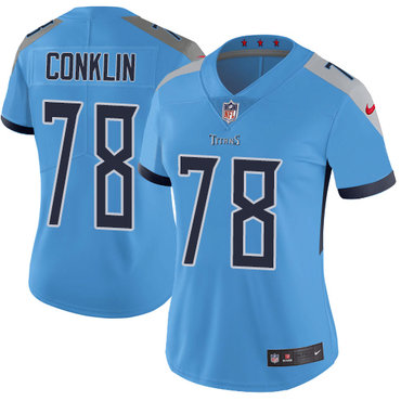 Personalized Titans #78 Jack Conklin Light Blue Team Color Women’s Stitched NFL Untouchable Limited Jersey