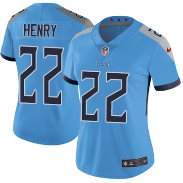 Personalized Titans #22 Derrick Henry Light Blue Team Color Women’s Stitched NFL Untouchable Limited Jersey