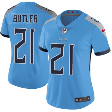 Personalized Titans #21 Malcolm Butler Light Blue Team Color Women’s Stitched NFL Untouchable Limited Jersey