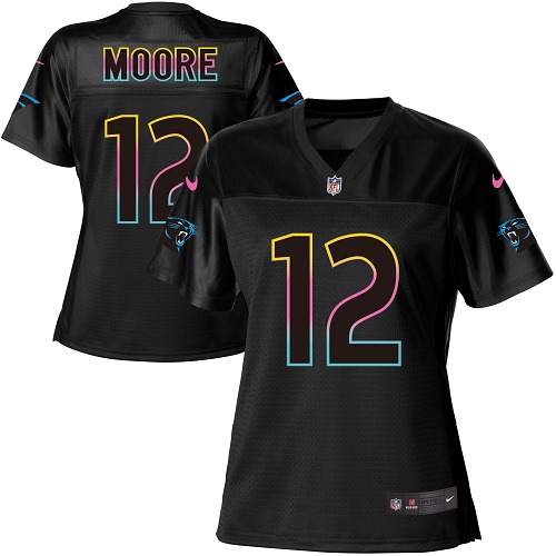 Personalized Panthers #12 DJ Moore Black Women’s NFL Fashion Game Jersey