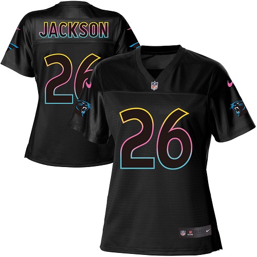 Personalized Panthers #26 Donte Jackson Black Women’s NFL Fashion Game Jersey