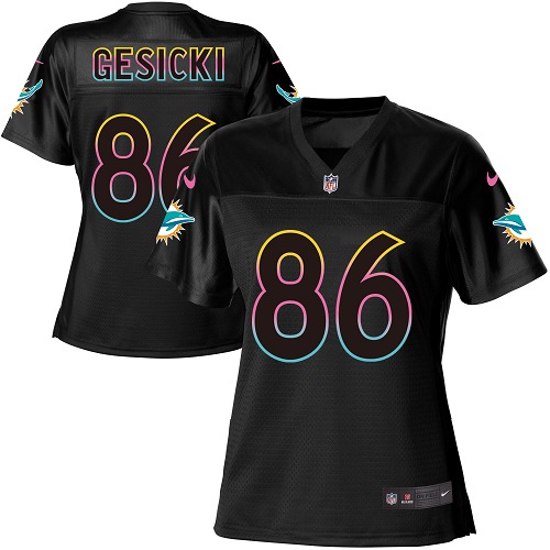 Personalized Dolphins #86 Mike Gesicki Black Women’s NFL Fashion Game Jersey